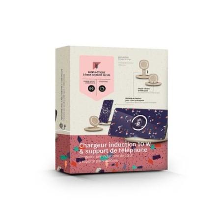 Chargeur Induction Rapide Éco-responsable 10W avec Support de Téléphone - Objets Publicitaires impression haute définition