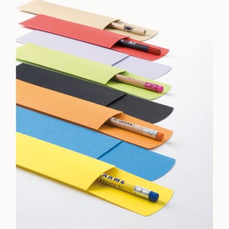 Étui en Papier Orange Éco-responsable pour 1 Crayon - Personnalisé Matières : papier Couleurs : bleu canard marquage couleur écl