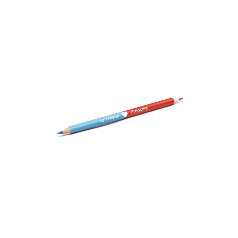 Surligneur Crayon Éco-responsable Personnalisé 17,6 cm - BI-COUL COUL 2 PANTONE Matières : bois Couleurs : blanc cadeau entrepri