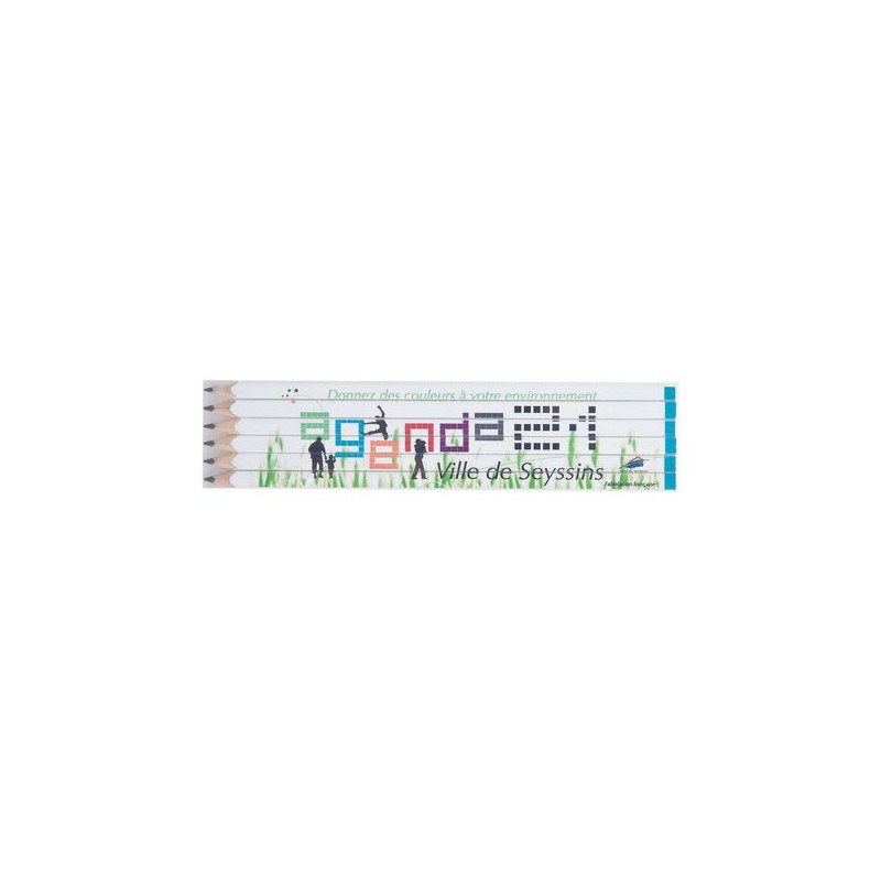Set de 6 Crayons Graphite Éco-responsables Personnalisés 17.6 cm livraison express 24h 48h
