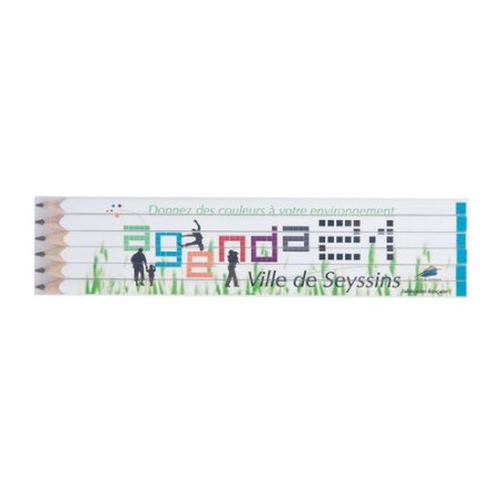 Set de 6 Crayons Graphite Éco-responsables Personnalisés 17.6 cm livraison express 24h 48h