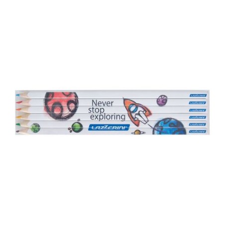 Set de Crayons Personnalisables Éco-responsables - Quadri 6 Couleurs 17,6 cm impression haute définition