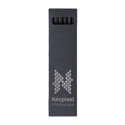 Étui personnalisable noir pour 6 crayons de couleur - Cadeau Crayons Couleur