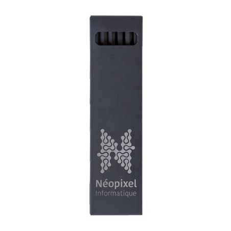 Étui personnalisable noir pour 6 crayons de couleur - Cadeau Crayons Couleur