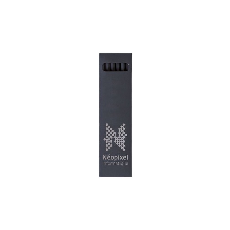Étui personnalisable noir pour 6 crayons de couleur - Cadeau Crayons Couleur cadeau entreprise pas cher