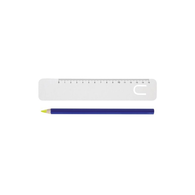 Kit Bureau Fluo Jaune 17,6 cm - Règle et Surligneur Personnalisés pas cher