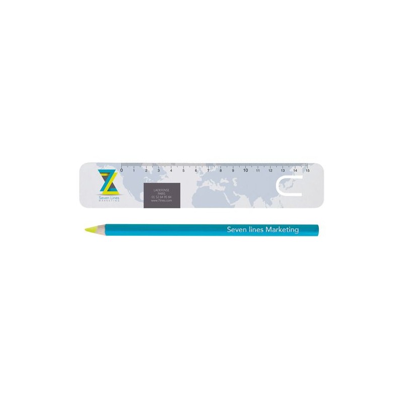Kit Bureau Fluo Jaune 17,6 cm - Règle et Surligneur Personnalisés pas cher personnalisable avec votre logo