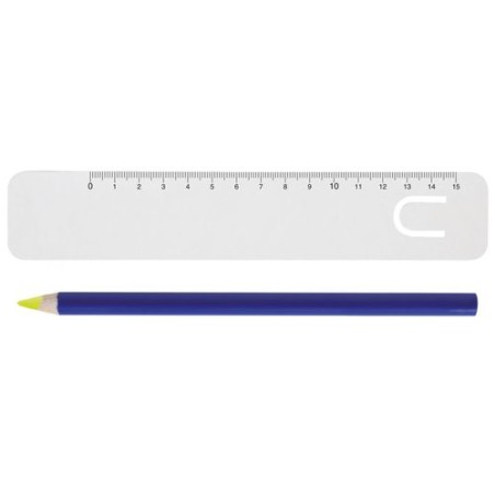 Kit Bureau Fluo Jaune 17,6 cm - Règle et Surligneur Personnalisés pas cher cadeau entreprise pas cher
