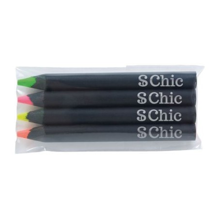 Sachet de 4 surligneurs s personnalisables Black 8,7 marquage laser ultra précis