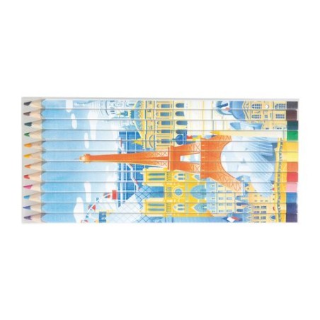 Set de Crayons Personnalisés Quadri 12 Couleurs 17,6 cm marquage laser ultra précis