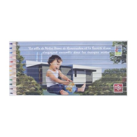 Set de Crayons Personnalisés Quadri 12 Couleurs 17,6 cm cadeau client original