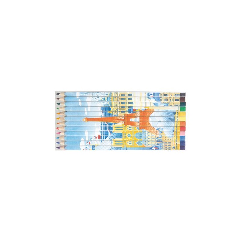 Set de Crayons Personnalisés Quadri 12 Couleurs 17,6 cm objet publicitaire robuste