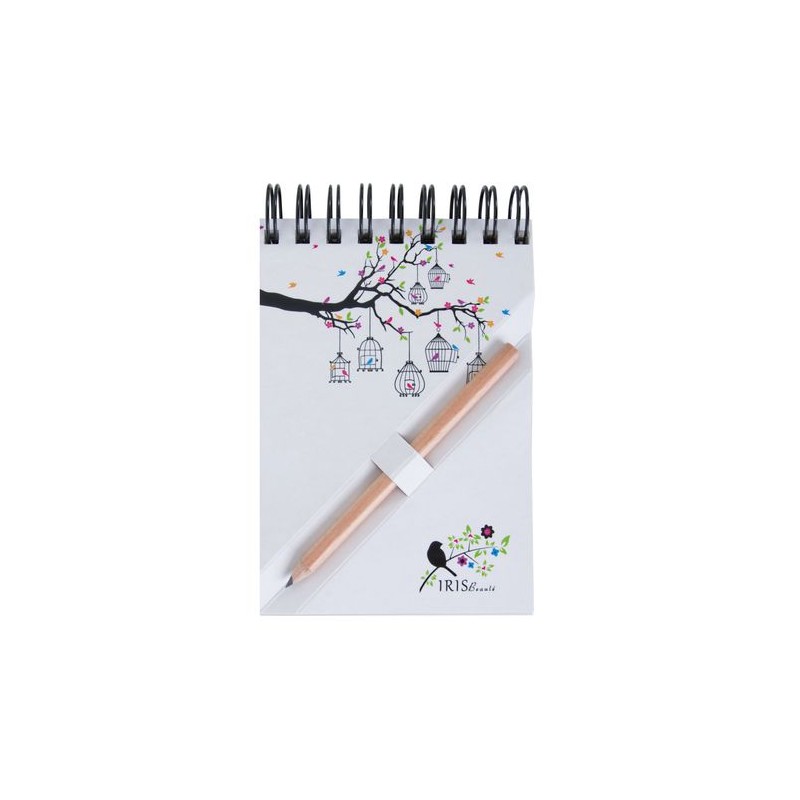 Bloc-notes A7 avec crayon - Étui noir personnalisable pour objets publicitaires cadeau entreprise pas cher