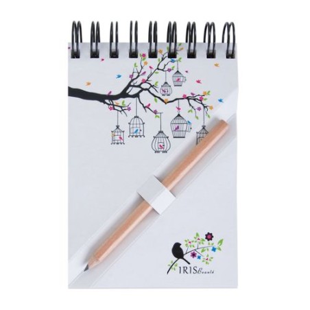Bloc-notes A7 avec crayon - Étui noir personnalisable pour objets publicitaires cadeau entreprise pas cher