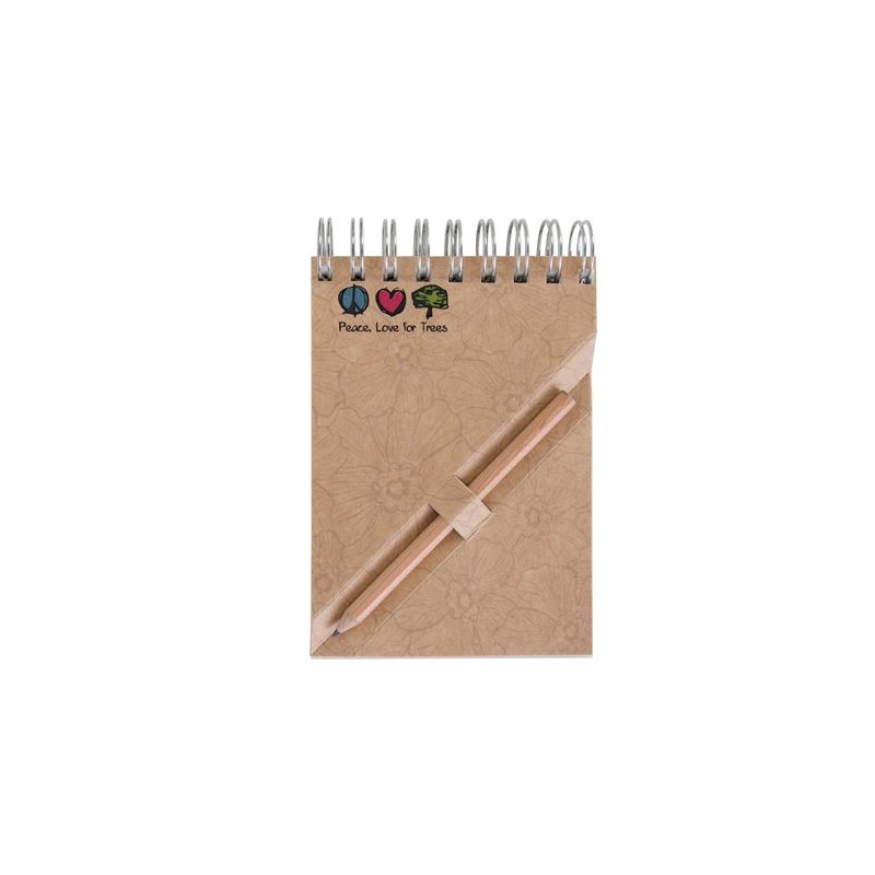 Bloc-notes A7 avec crayon - Étui noir personnalisable pour objets publicitaires impression logo haute qualité
