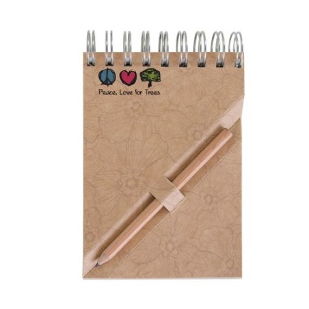 Bloc-notes A7 avec crayon - Étui noir personnalisable pour objets publicitaires impression logo haute qualité