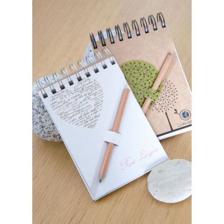Bloc-notes A7 avec crayon - Étui noir personnalisable pour objets publicitaires goodies personnalisé en stock
