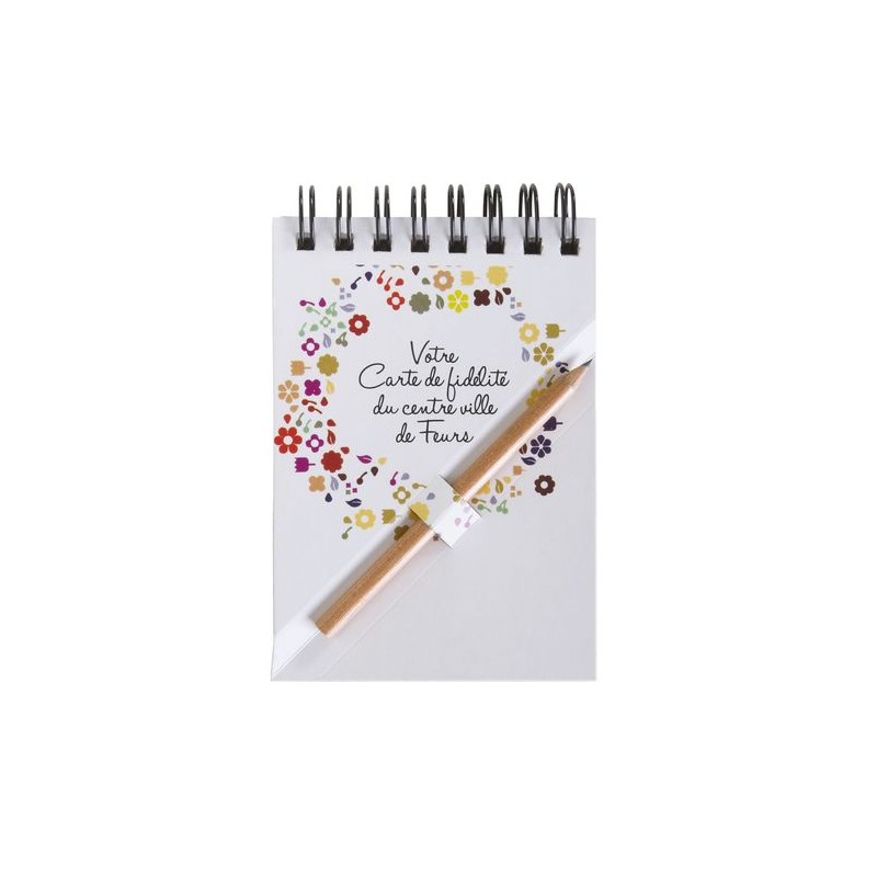 Bloc-notes A7 avec crayon - Étui noir personnalisable pour objets publicitaires personnalisable avec votre logo