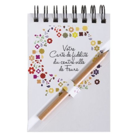 Bloc-notes A7 avec crayon - Étui noir personnalisable pour objets publicitaires personnalisable avec votre logo