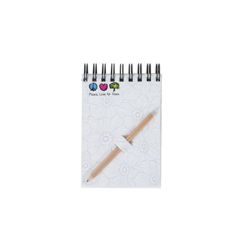 Bloc-notes A7 avec crayon - Étui noir personnalisable pour objets publicitaires marquage laser ultra précis