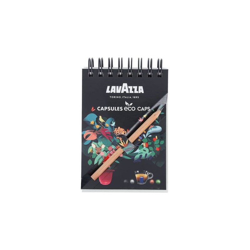 Bloc-notes A7 avec crayon - Étui noir personnalisable pour objets publicitaires objet promotionnel éco-responsable