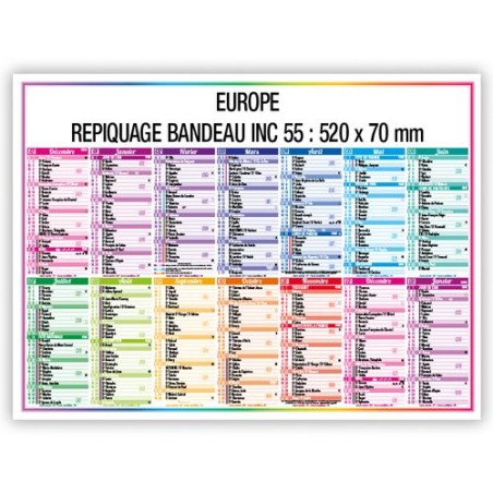 Calendrier bancaire personnalisé  2025 - 4 Saisons Europe Matières : carton