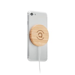 Chargeur sans fil magnétique  personnalisé - RUNDO MAG Matières : bambou Couleurs : bois marquage laser ultra précis