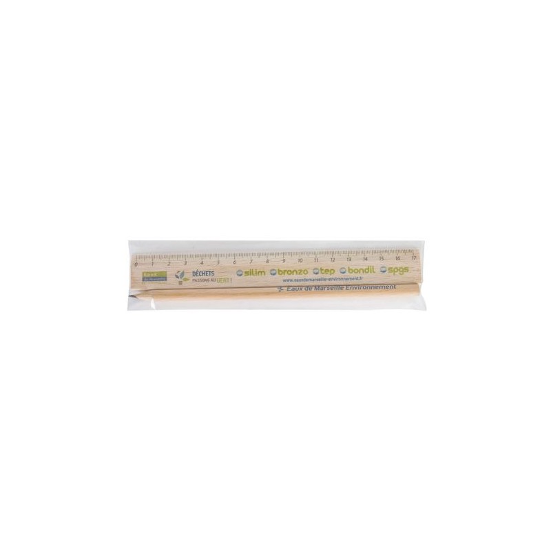 Kit Éco-responsable de Règle et Crayon Personnalisés - KIT-ECO 1 cadeau entreprise pas cher