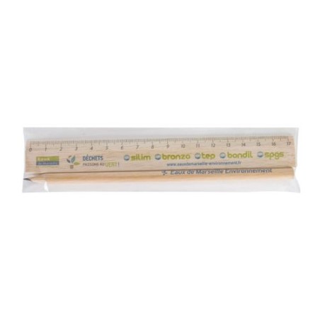 Kit Éco-responsable de Règle et Crayon Personnalisés - KIT-ECO 1 cadeau entreprise pas cher