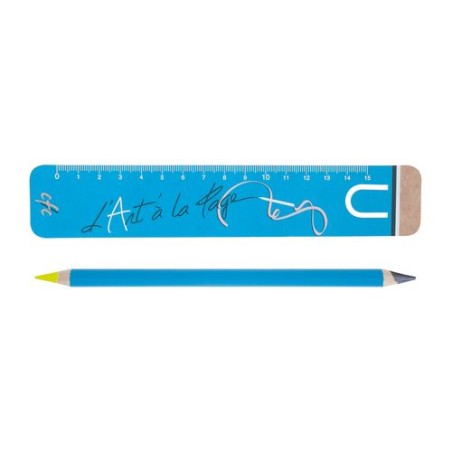 Kit Bureau Bi-Couleur Personnalisable avec Règle et Crayon - Pantone BUR HB-FL goodies publicitaire événementiel