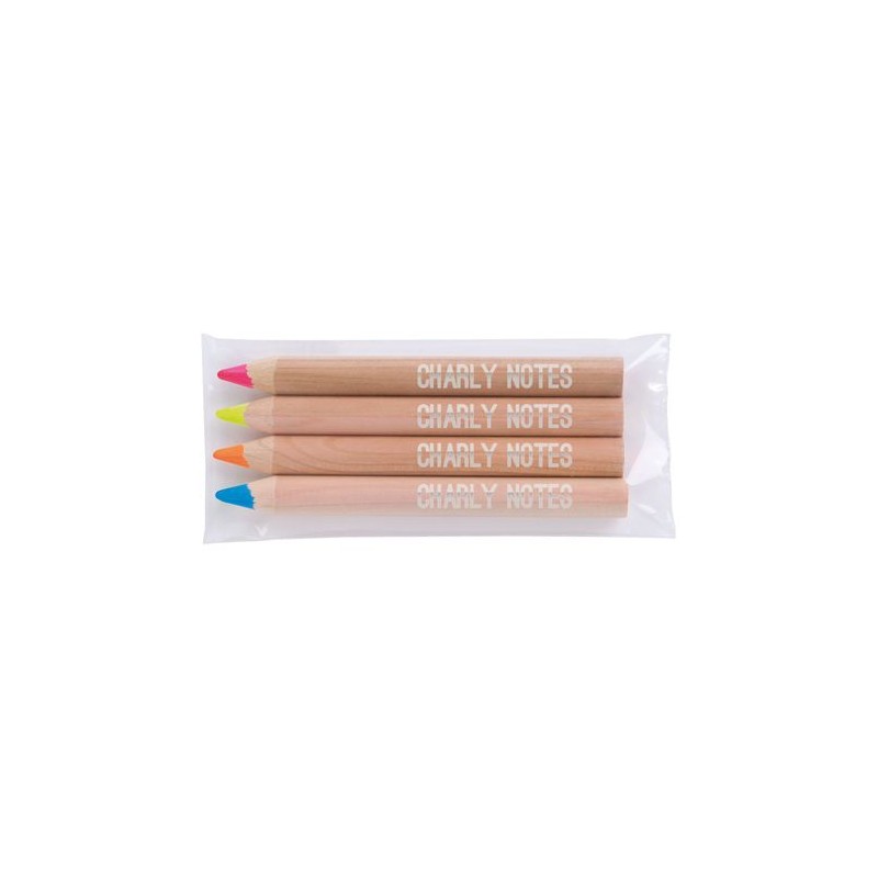 Sachet de 4 surligneurs s de 8,7 cm - Pantone impression logo haute qualité