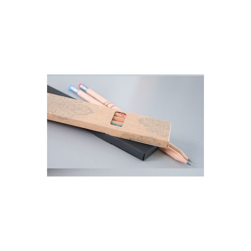 Étui Éco-responsable en Carton Kraft pour 4 Crayons - Personnalisable objet promotionnel éco-responsable