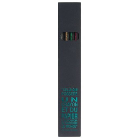 Étui en carton noir personnalisable pour 4 crayons personnalisable avec votre logo