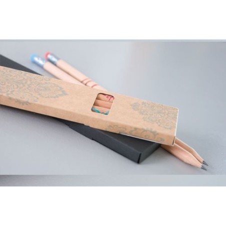 Étui en carton noir personnalisable pour 4 crayons objet promotionnel éco-responsable