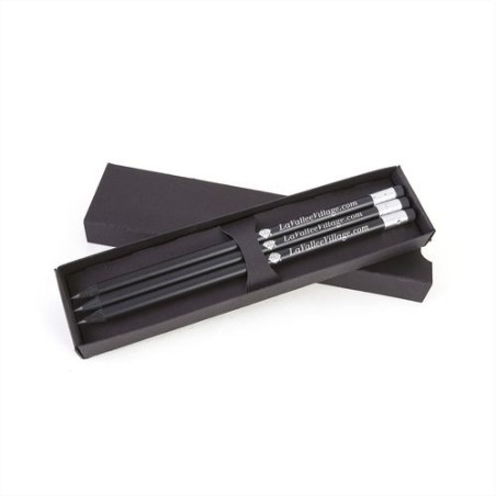 Étui-Fourreau Éco-responsable Noir pour 3 Crayons - Personnalisez-le ! objet promotionnel éco-responsable