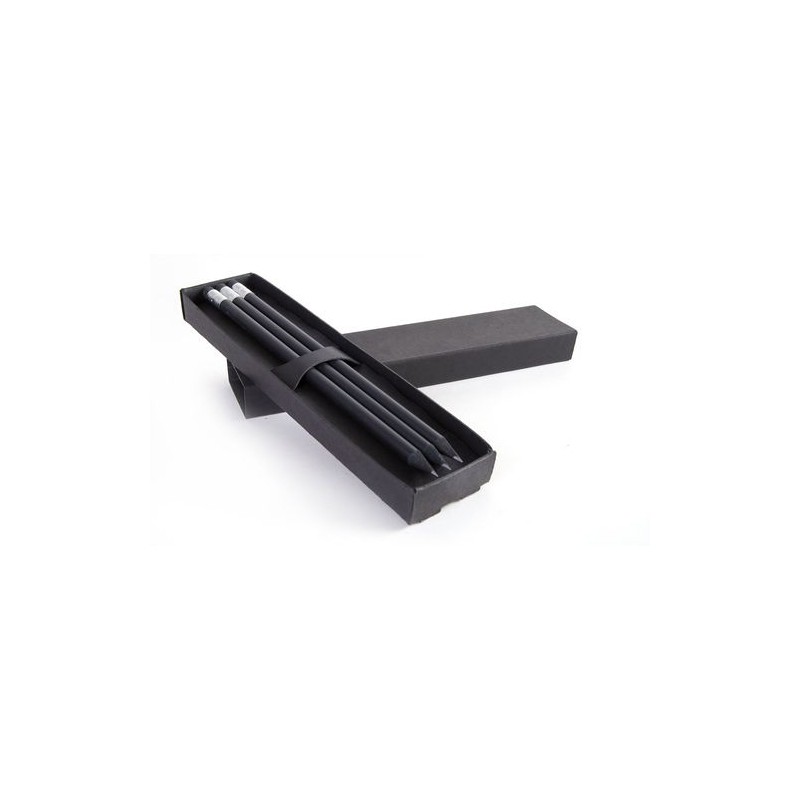 Étui-Fourreau Éco-responsable Noir pour 3 Crayons - Personnalisez-le ! cadeau collaborateur premium