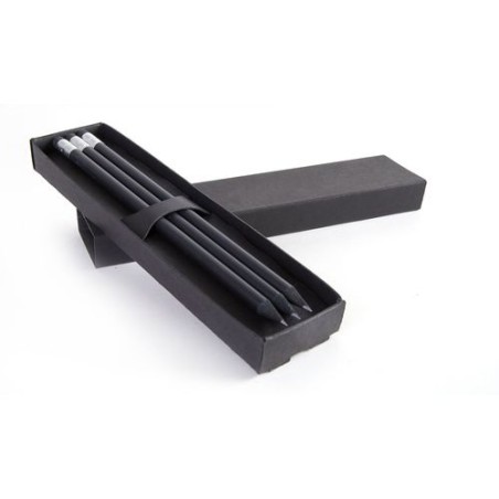 Étui-Fourreau Éco-responsable Noir pour 3 Crayons - Personnalisez-le ! cadeau collaborateur premium