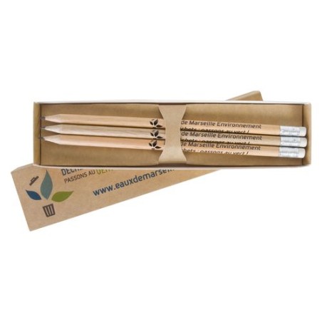 Étui-Fourreau Éco-responsable Noir pour 3 Crayons - Personnalisez-le ! objet promo petit budget