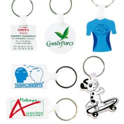 Porte-clés rectangle personnalisée 55x28 mm avec anneau 25 mm pas cher