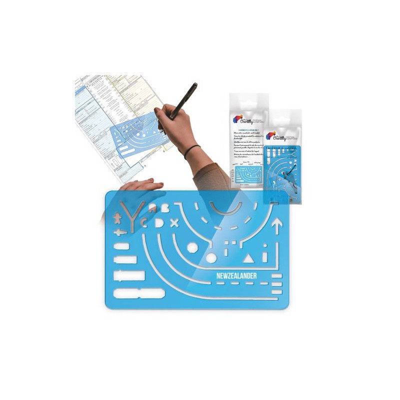 Set de Règle Normographe Éco-responsable 125x80x1,5 mm - Assistant du Constats Amiable