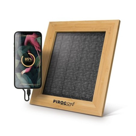 Cadre Éco-responsable en Bambou avec Chargeur Solaire Personnalisé goodies publicitaire événementiel