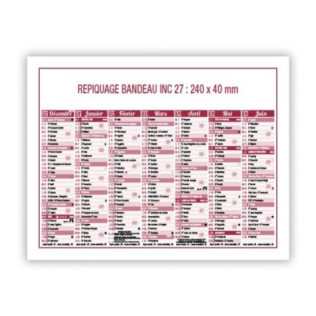 Calendrier bancaire 2025 Standard - Personnalisable
