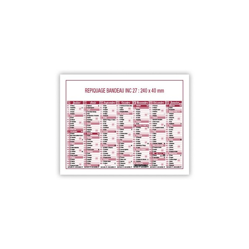 Calendrier bancaire 2025 Standard - Personnalisable