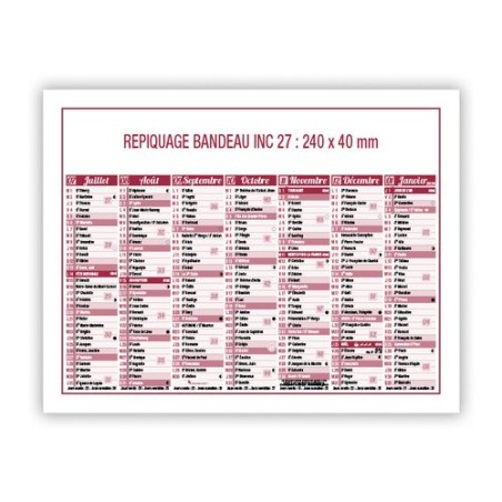 Calendrier bancaire 2025 Standard - Personnalisable