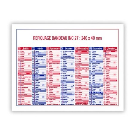 Calendrier bancaire 2025 Standard - Personnalisable