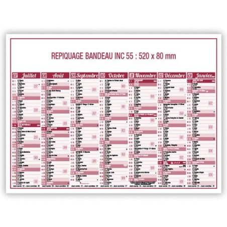 Calendrier bancaire 2025 Standard - Personnalisable
