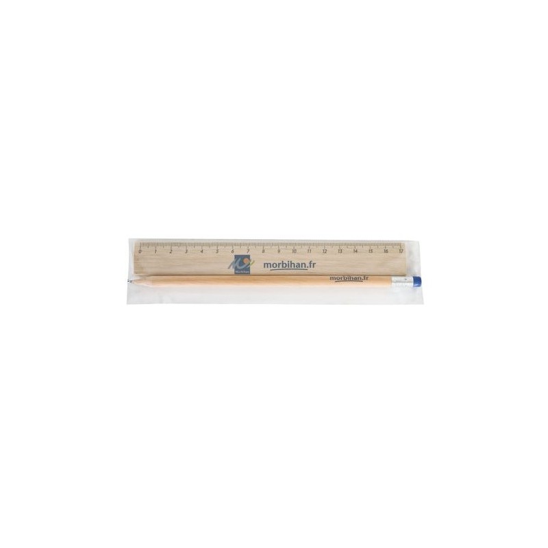 Kit Éco-responsable de Règle et Crayon Personnalisés - KIT-ECO 2 personnalisable avec votre logo