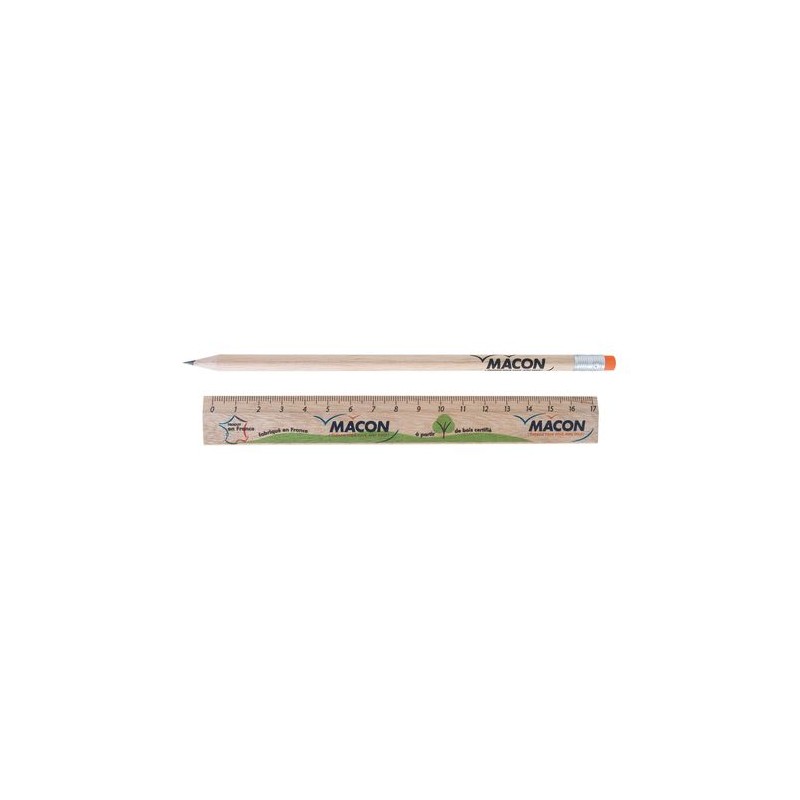 Kit Éco-responsable de Règle et Crayon Personnalisés - KIT-ECO 2 objet promotionnel éco-responsable