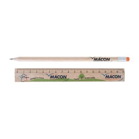Kit Éco-responsable de Règle et Crayon Personnalisés - KIT-ECO 2 objet promotionnel éco-responsable