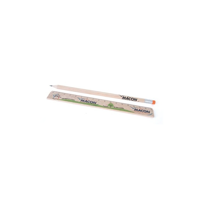 Kit Éco-responsable de Règle et Crayon Personnalisés - KIT-ECO 2 cadeau collaborateur premium